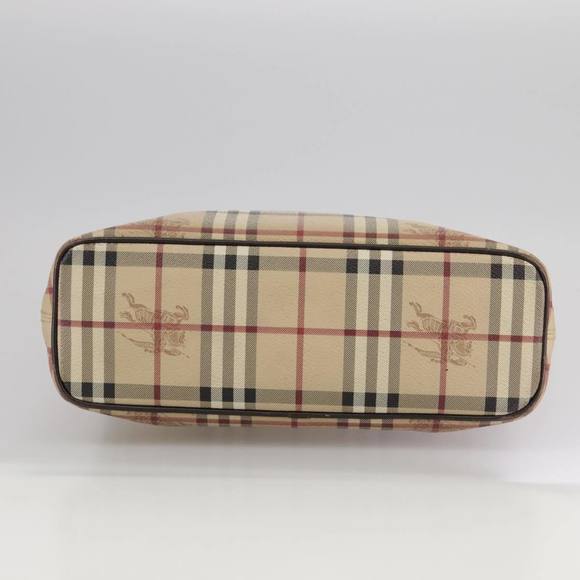 BURBERRY Nova Check Tote Bag PVC Leather Beige Brown gold Auth 108388 - Picture 5 of 16